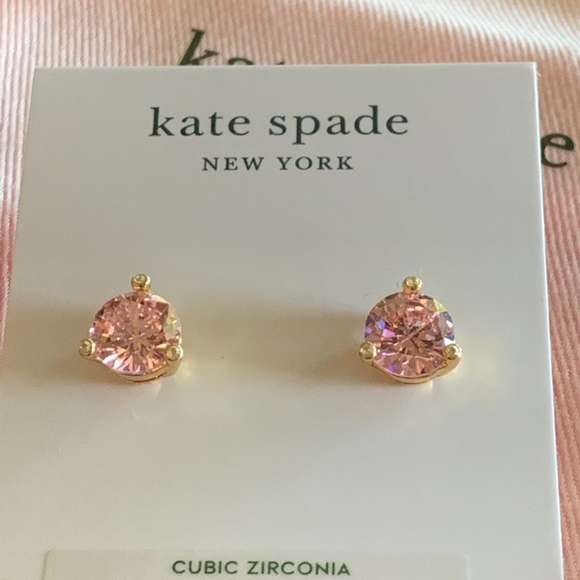 kate spade Jewelry - KATE SPADE Gold  Pink Stone Crystal Stud Earring